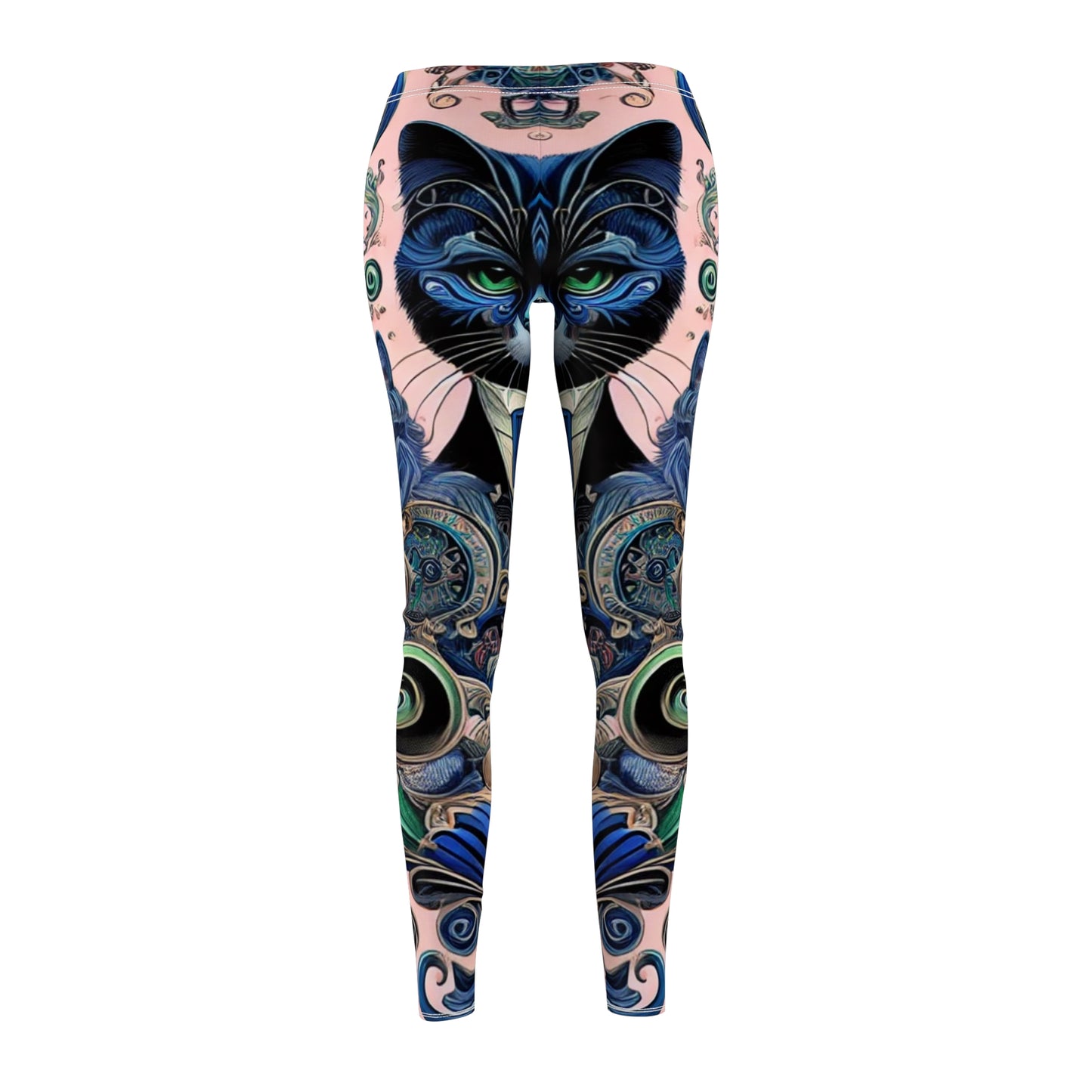 Artistic Key West Cat Print Casual Leggings for Women