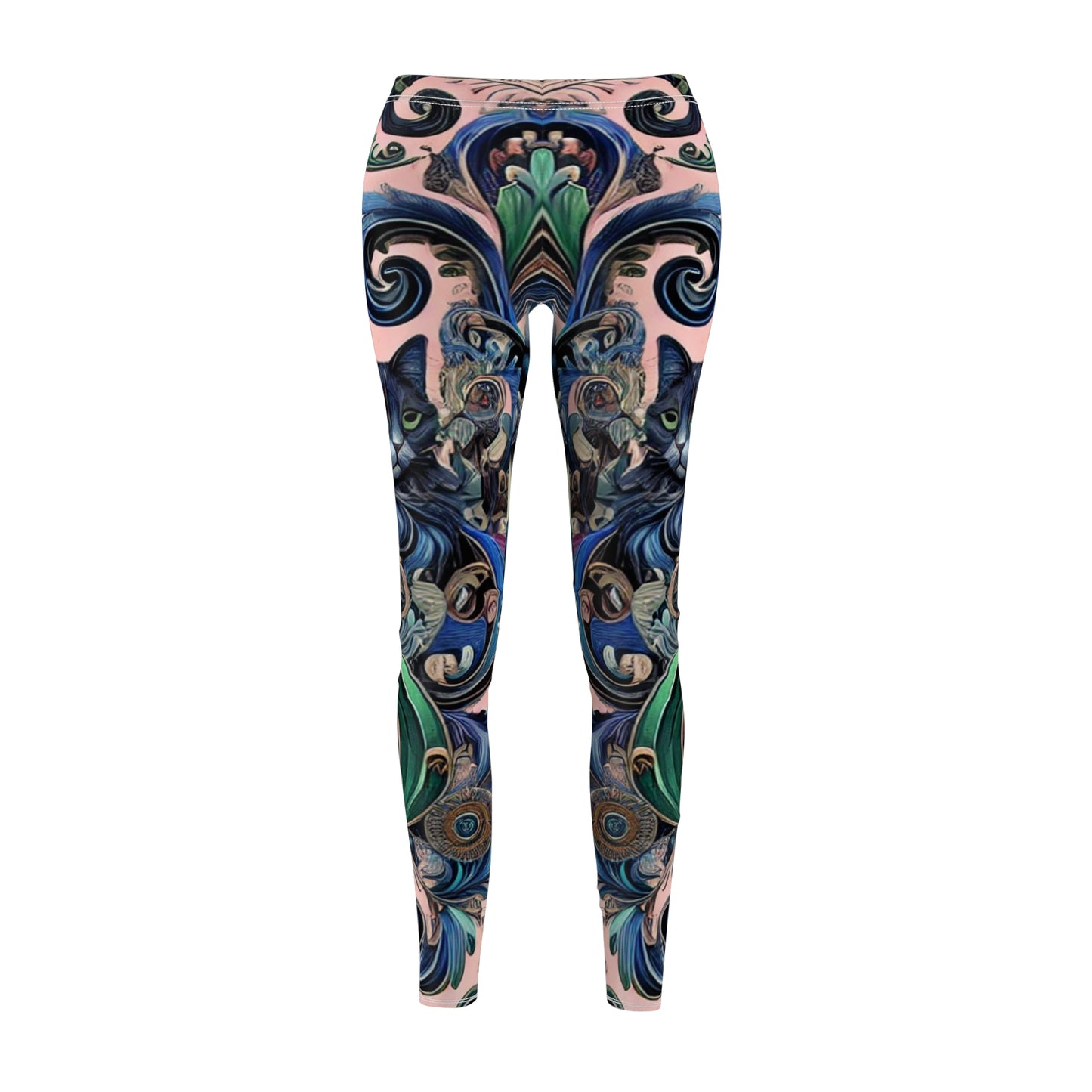 Artistic Key West Cat Print Casual Leggings for Women