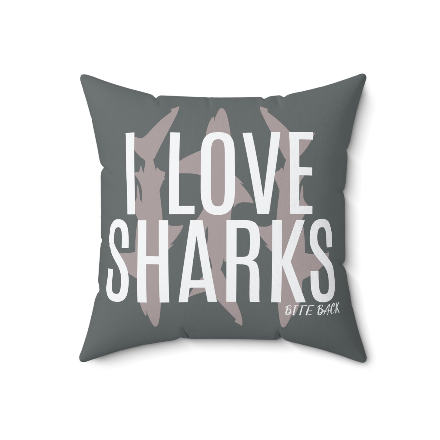 I Love Sharks Square Pillow