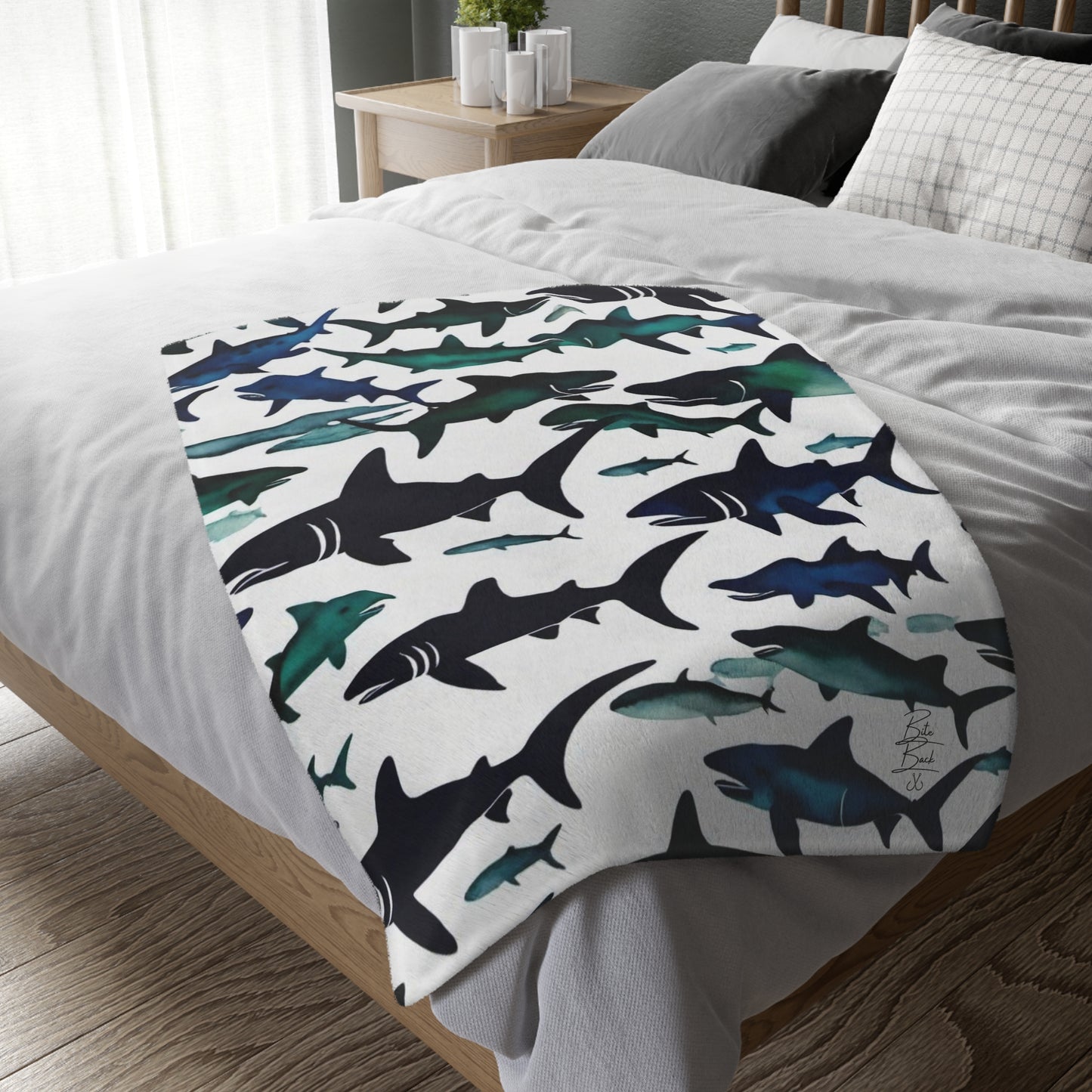 Sharkey's Velveteen Minky Blanket (Two-sided print)