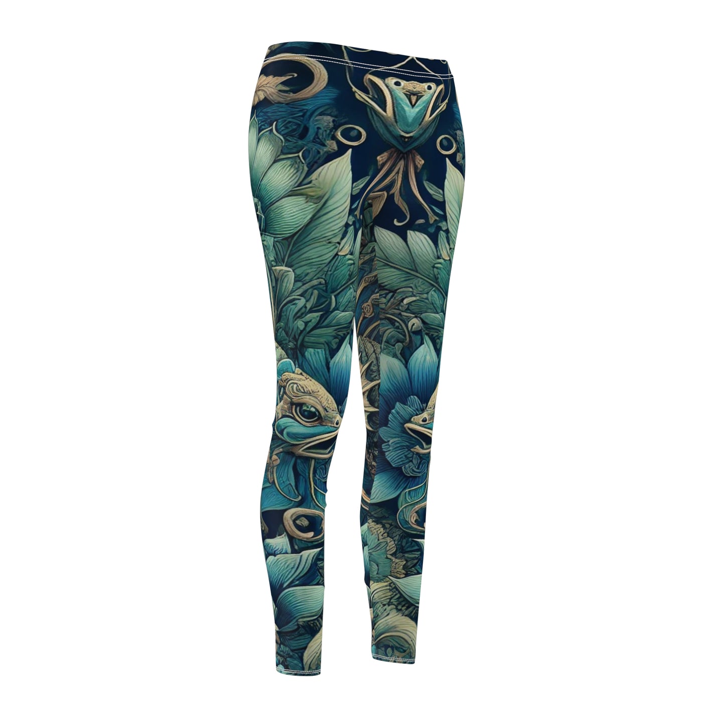 Bohemian Floral Casual Leggings for Women - Vibrant Fish Design