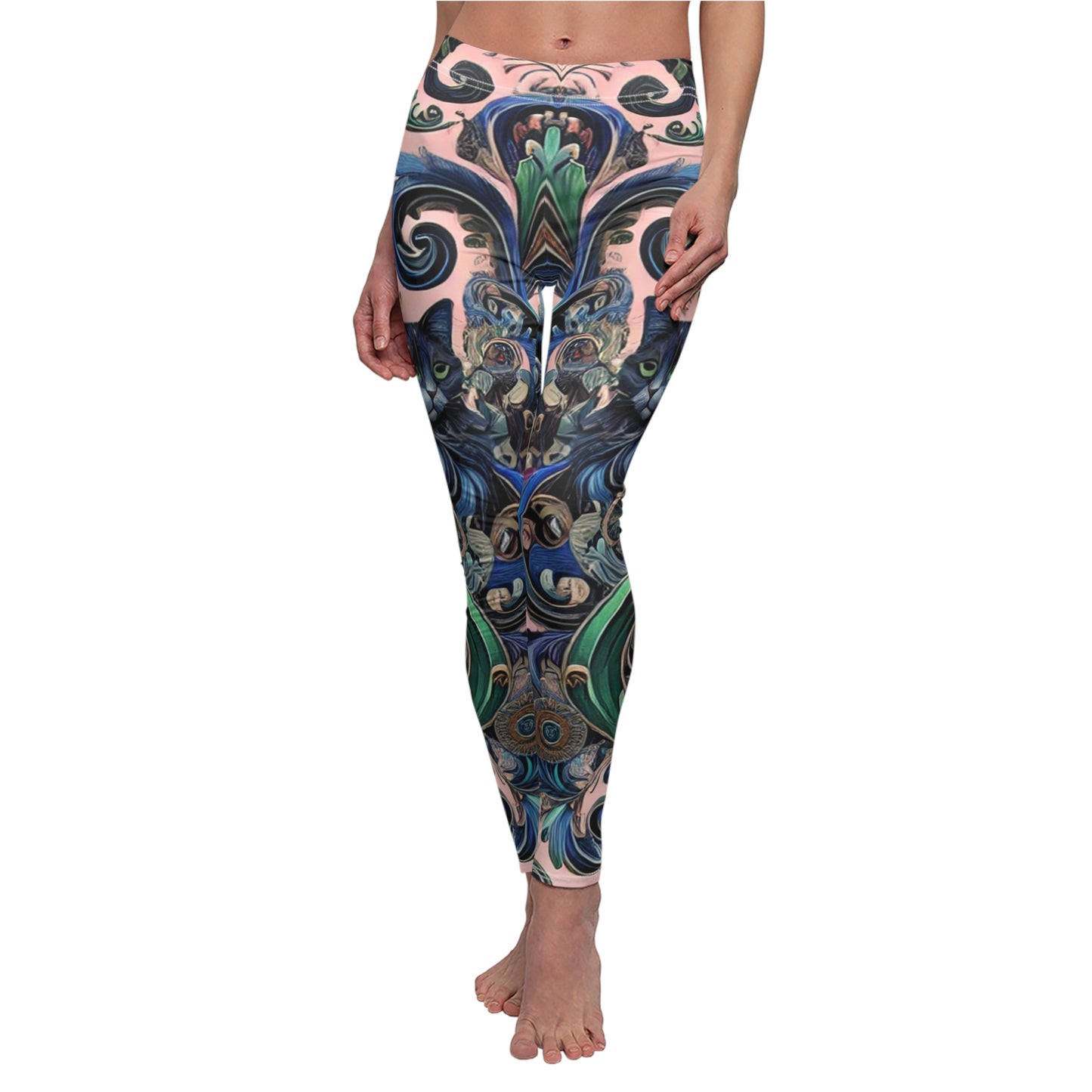 Artistic Key West Cat Print Casual Leggings for Women