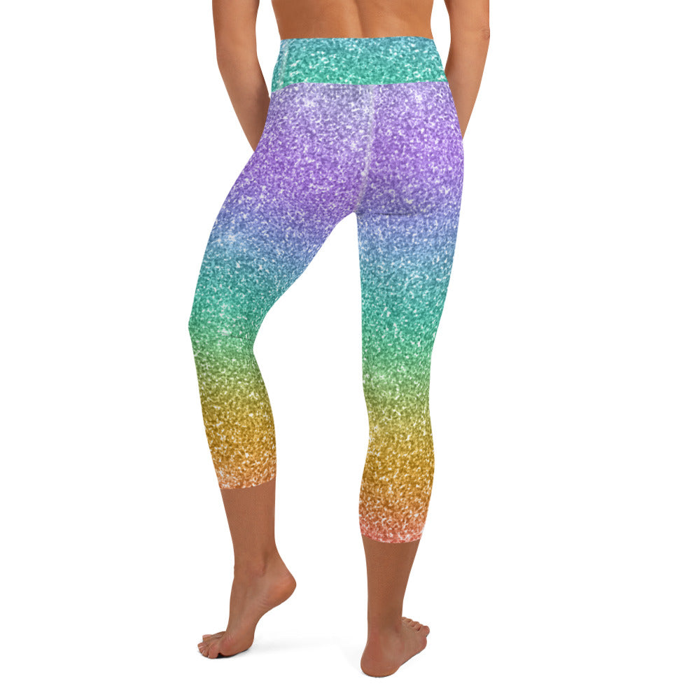 Tropical Sunset Glitz Capri Leggings