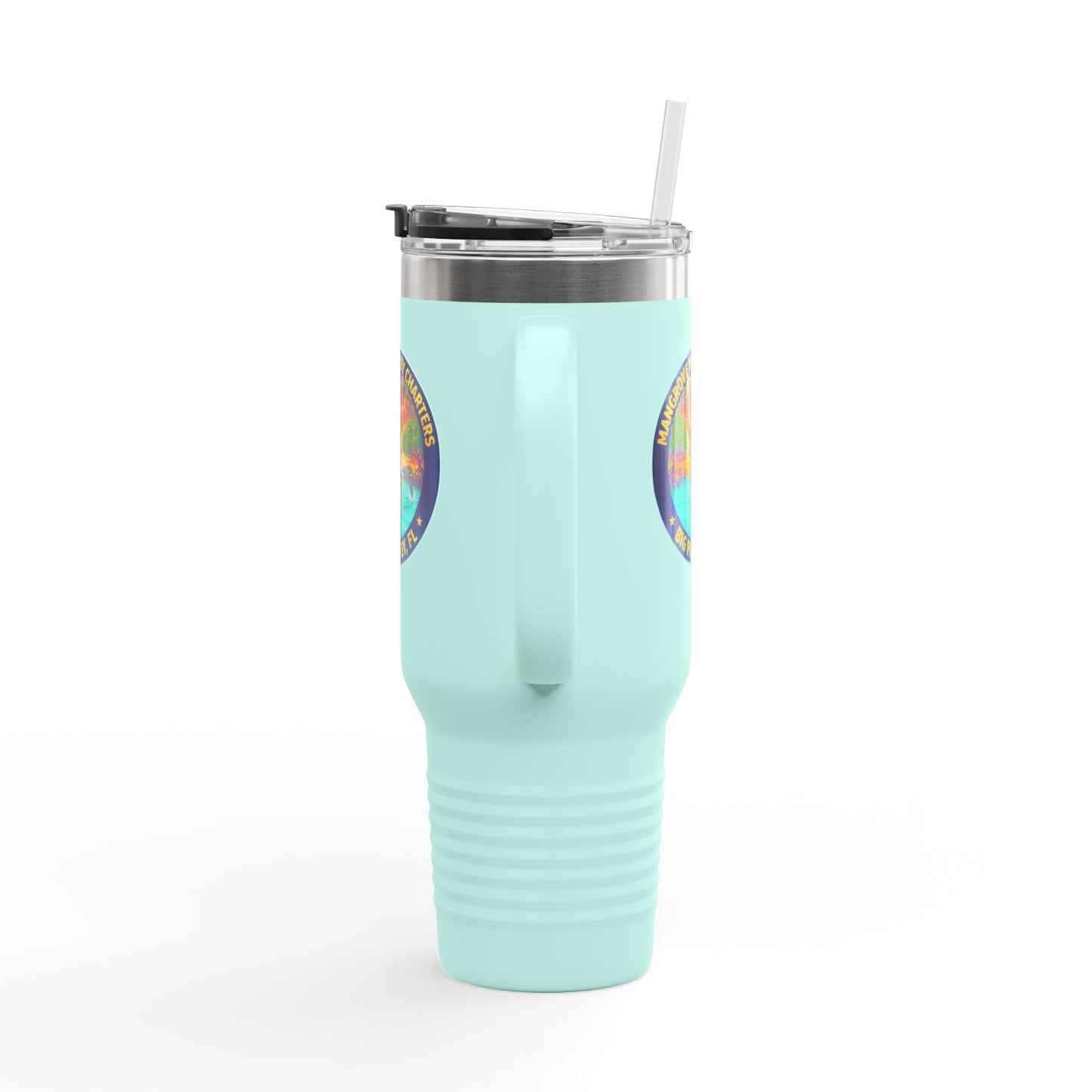 40oz Insulated Travel Mug – Mangrove Monkey Charter Design (Big Pine Key, FL)