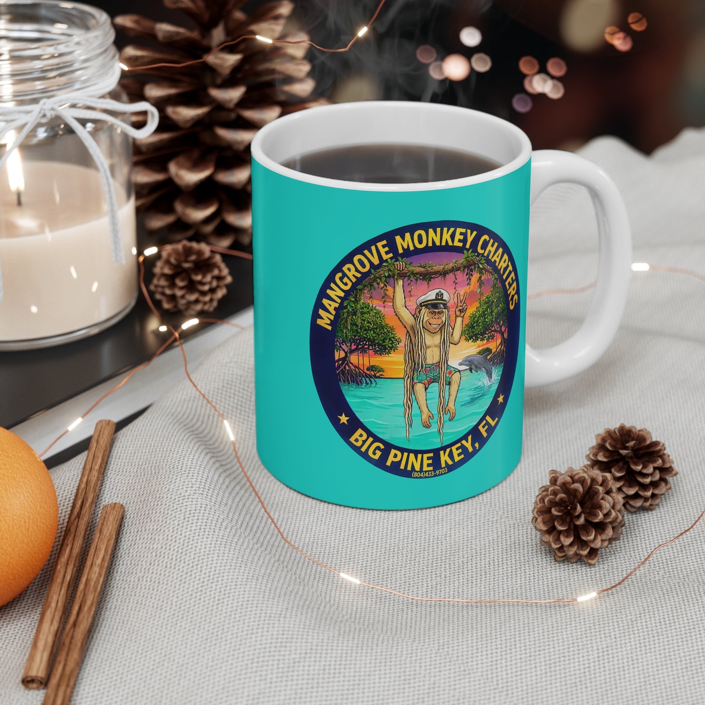 Mangrove Monkey Charters Mug — Big Pine Key Florida Souvenir 11oz