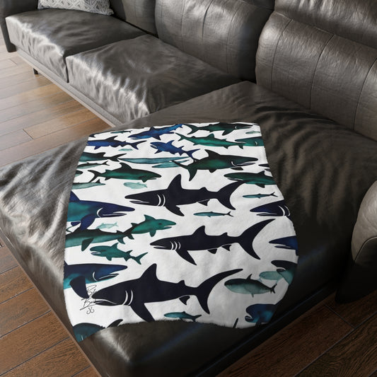 Sharkey's Velveteen Minky Blanket (Two-sided print)