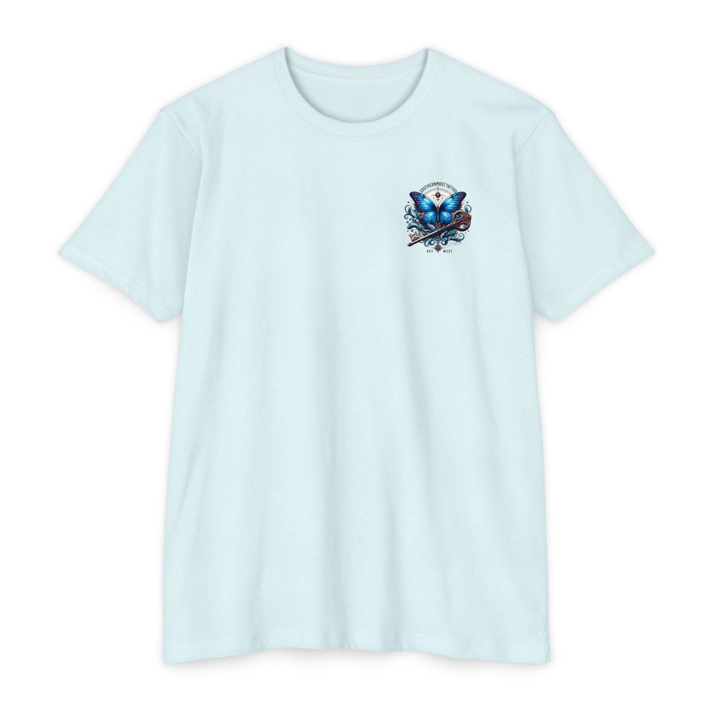 Key West Blue Butterfly T-shirt — Southernmost Tattoo Shop Souvenir