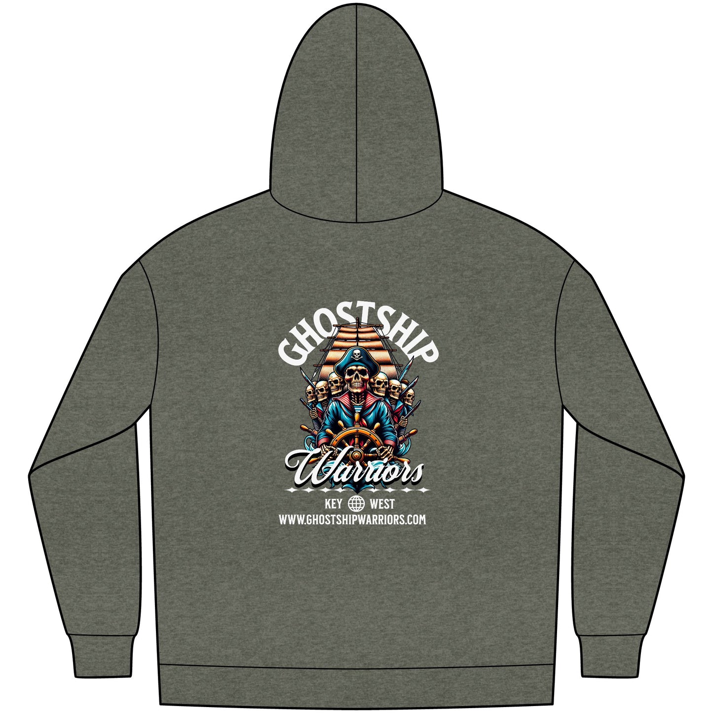 Ghostship Warriors Hoodie — Key West Pirate Skull Fleece Pullover