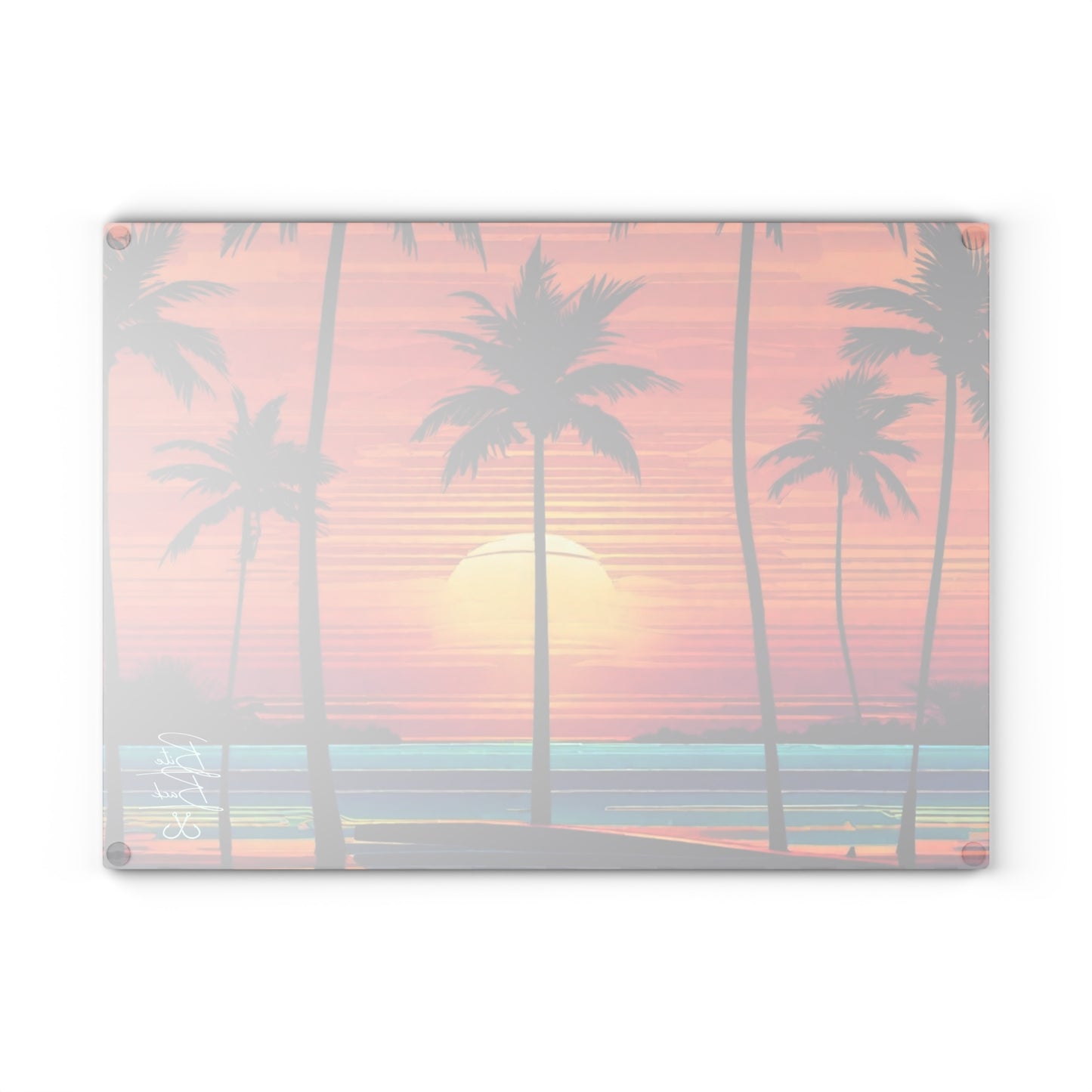 Tropical Sunset Glass Cutting Board