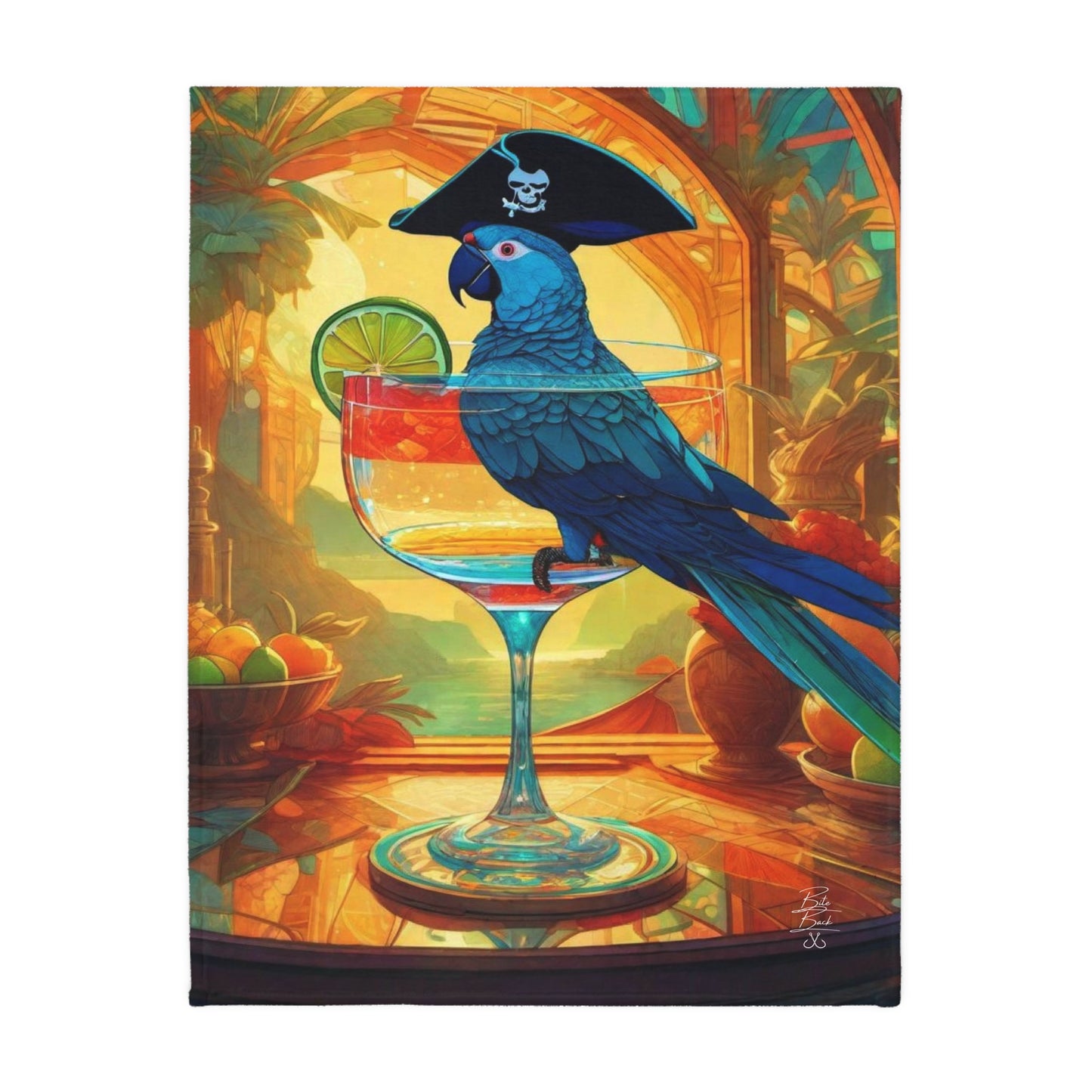 Parrot on the Bar Velveteen Minky Blanket (Two-sided print)