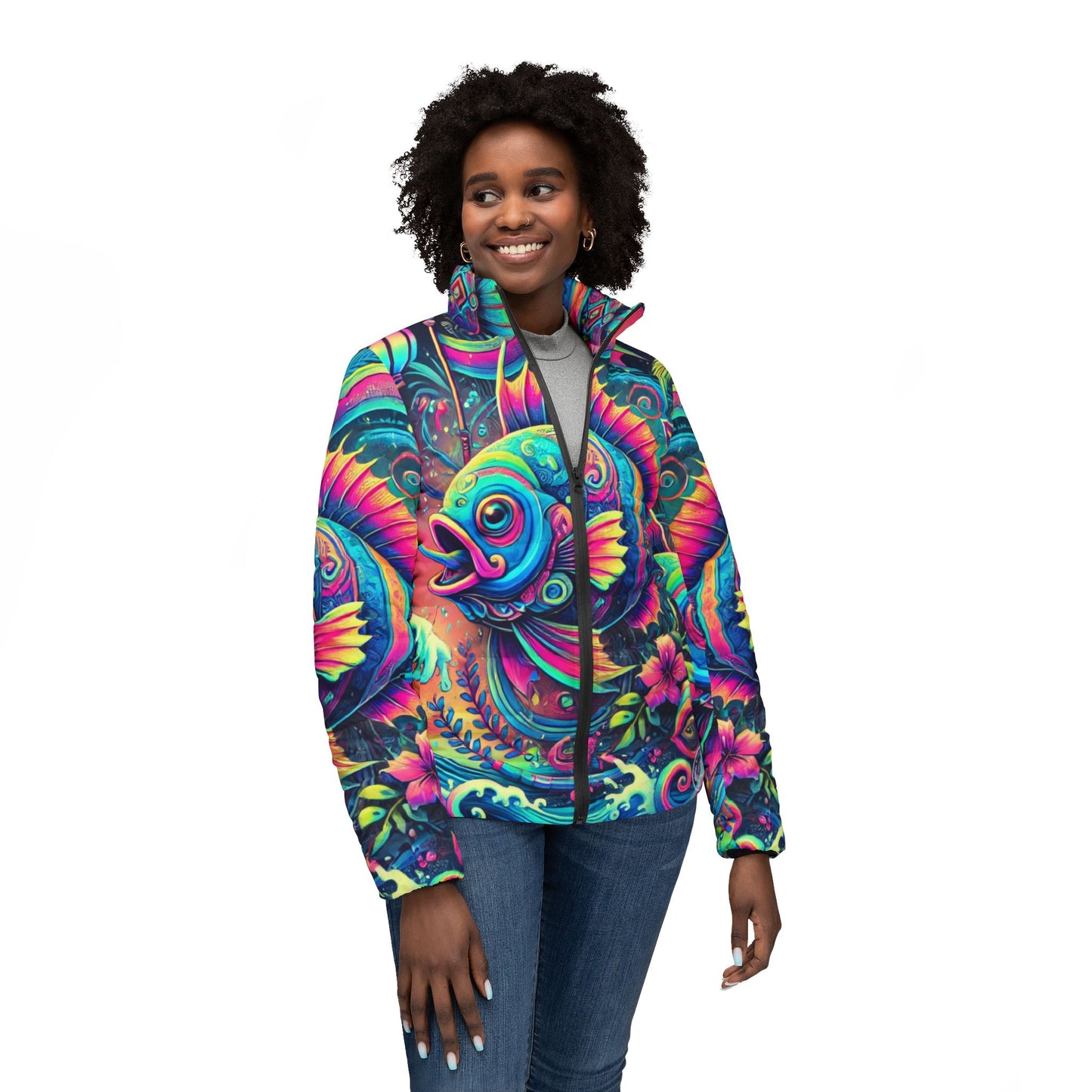 Neon Fish Women’s Puffer Jacket