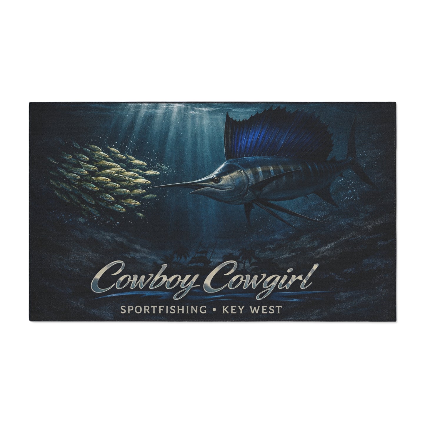 Sailfish Sportfishing Floor Mat — "Cowboy Cowgirl" Key West Nautical Doormat