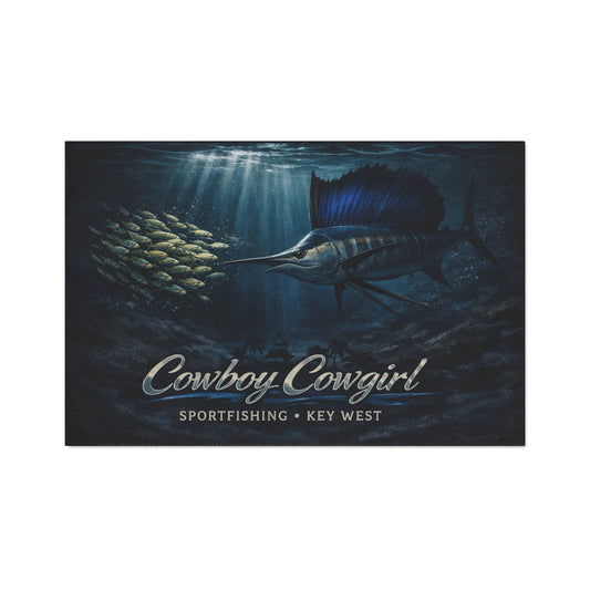 Sailfish Sportfishing Floor Mat — "Cowboy Cowgirl" Key West Nautical Doormat