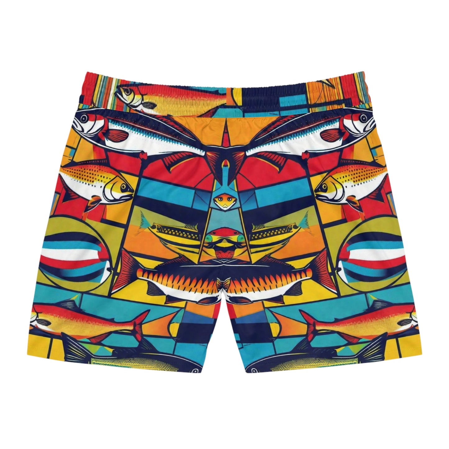 Americana Fish Print Men's Mid-Length Swim Shorts