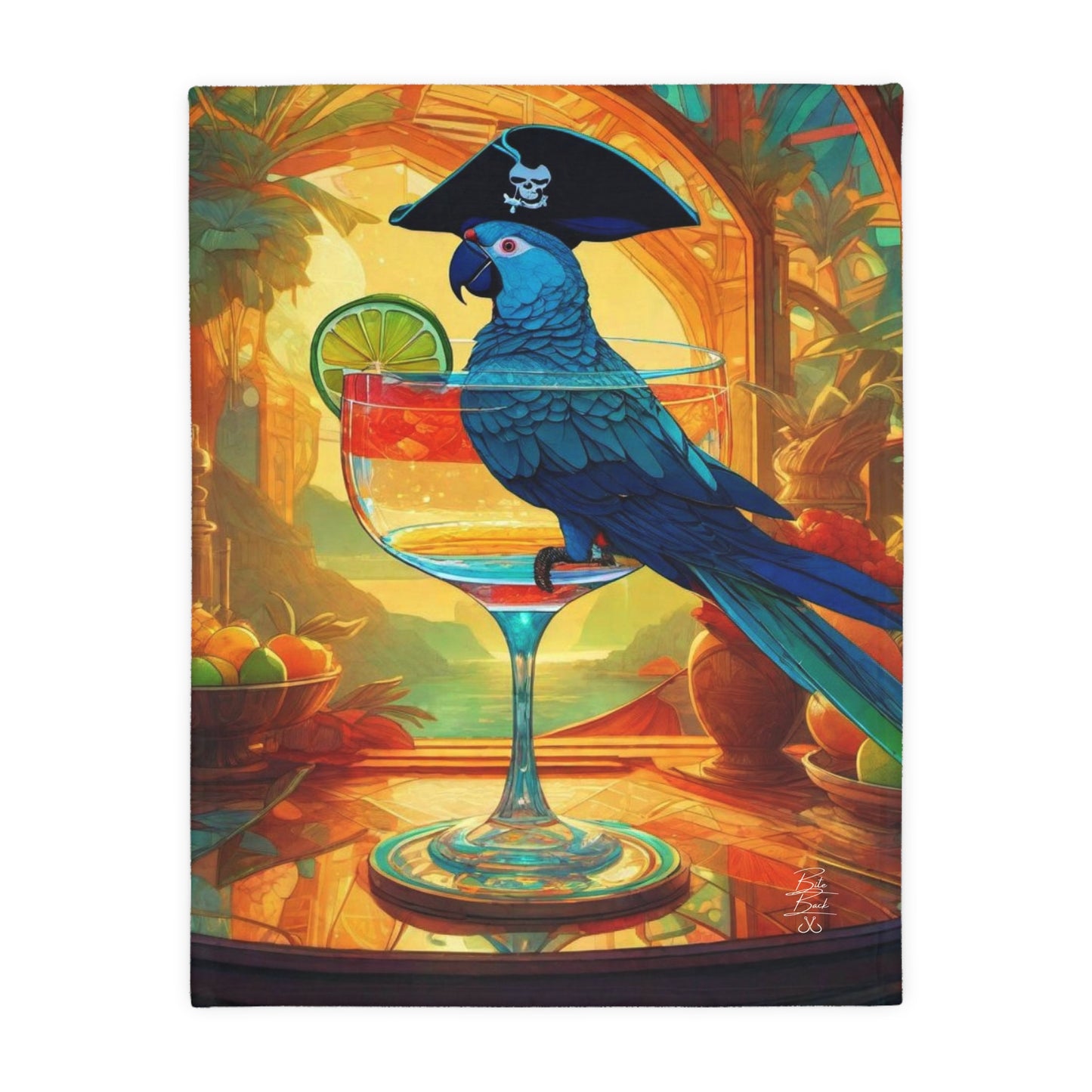 Parrot on the Bar Velveteen Minky Blanket (Two-sided print)