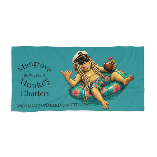 Mangrove Monkey Charters Beach Towel — Tropical Captain Monkey Design