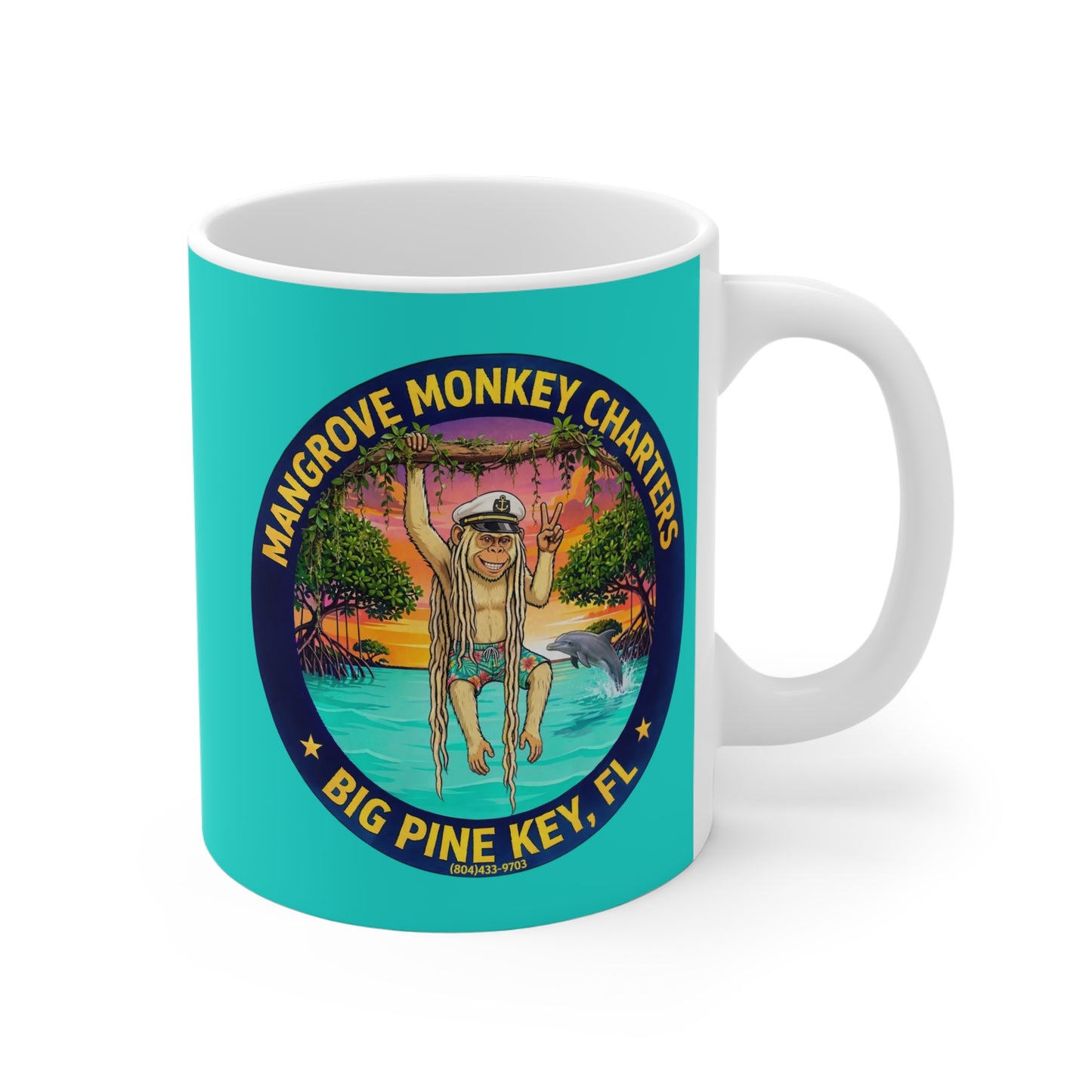 Mangrove Monkey Charters Mug — Big Pine Key Florida Souvenir 11oz