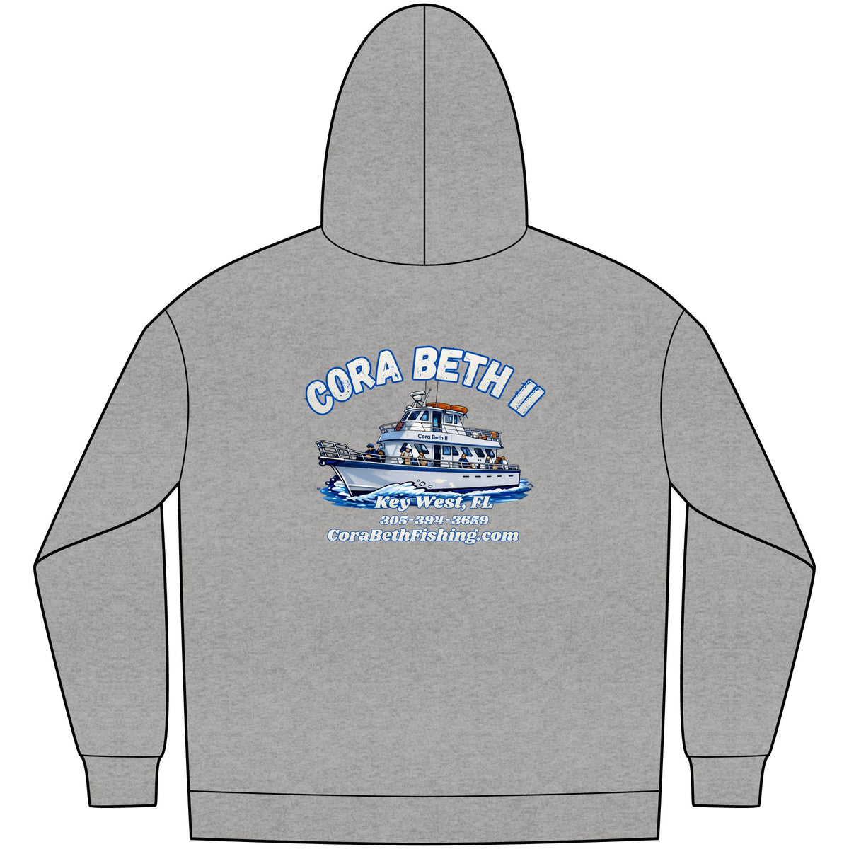 Boat Hoodie — “Cora Beth II” Key West Fishing & Charter Crew Sweatshirt
