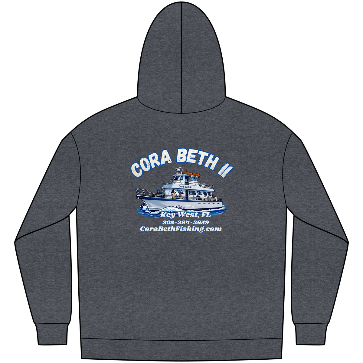 Boat Hoodie — “Cora Beth II” Key West Fishing & Charter Crew Sweatshirt