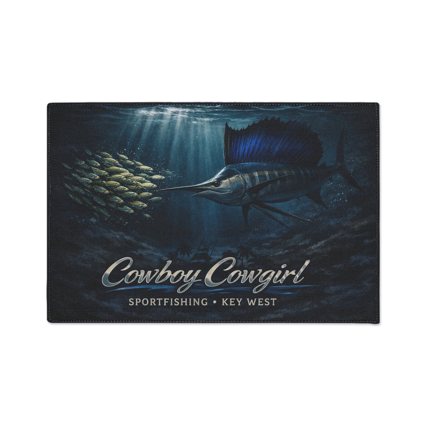 Sailfish Sportfishing Floor Mat — "Cowboy Cowgirl" Key West Nautical Doormat