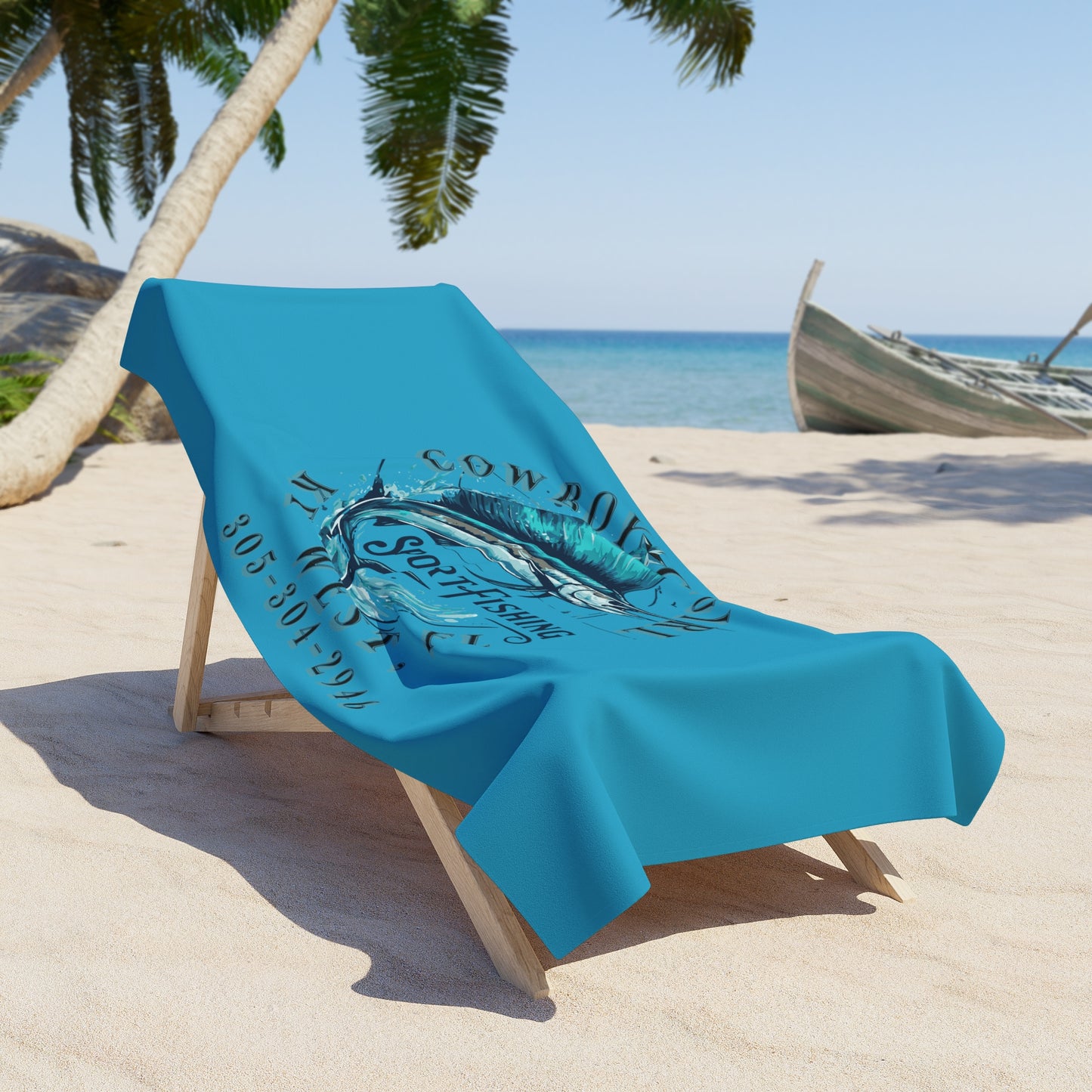 Cowboy Cowgirl Sportfishing Beach Towel