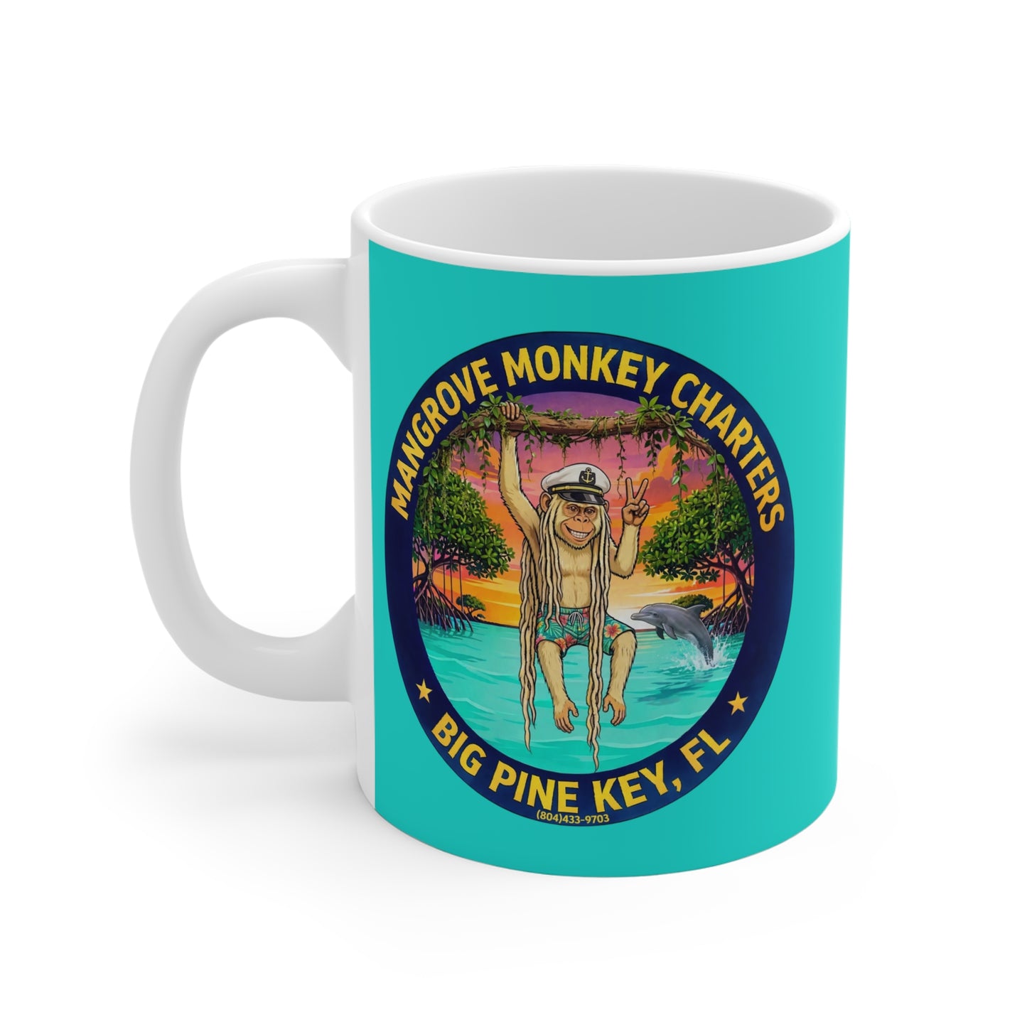 Mangrove Monkey Charters Mug — Big Pine Key Florida Souvenir 11oz