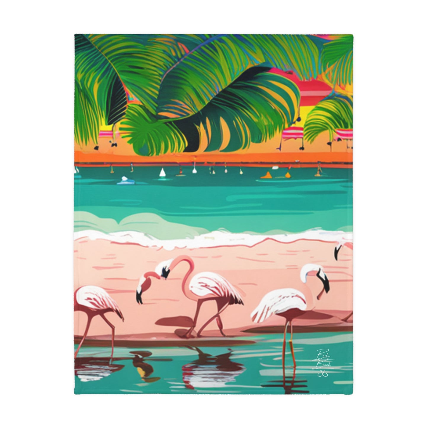 Flamingos Velveteen Minky Blanket (Two-sided print)