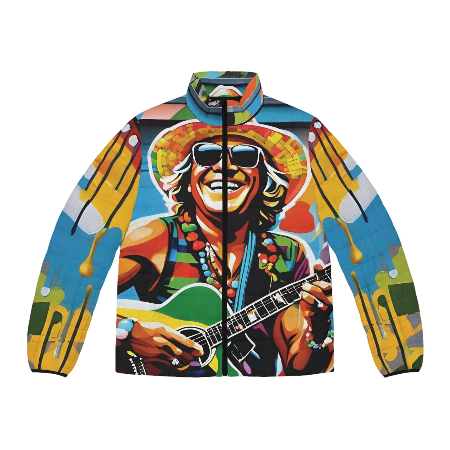 Jimmy Buffet design Graffiti Unisex Puffer Jacket