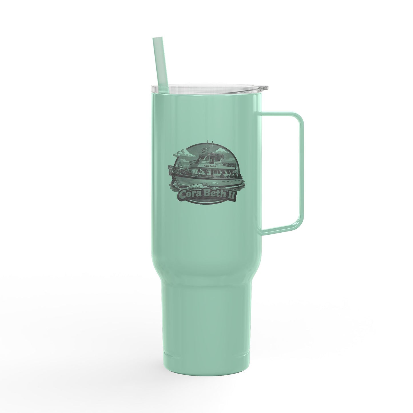 40oz Insulated Tumbler with Lid & Handle — Personalized Engraved Scenic Design (Cora Beth)