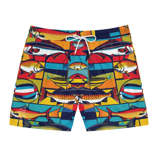 Americana Fish Print Men's Mid-Length Swim Shorts