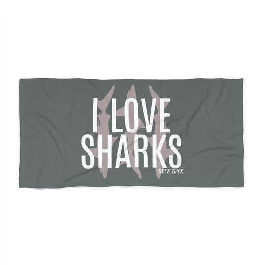 Shark Love Beach Towel - Perfect for Summer Fun, Pool Parties, Beach Days, and Eco-Friendly Gifts, I Love Sharks Design