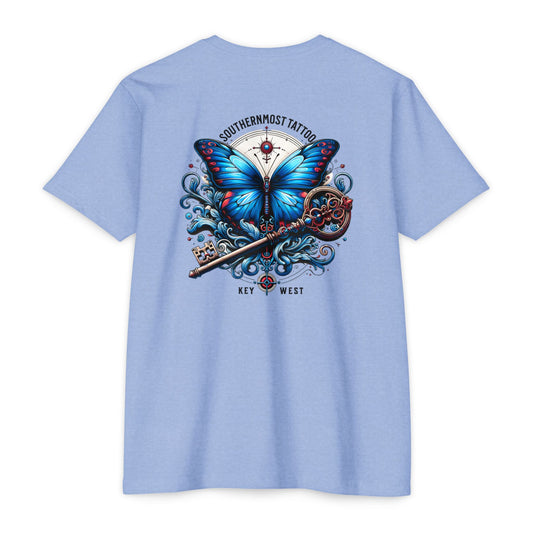 Key West Blue Butterfly T-shirt — Southernmost Tattoo Shop Souvenir