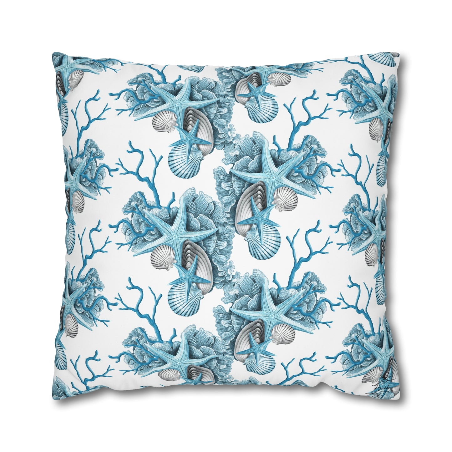 Blue Coral Canvas Pillowcase