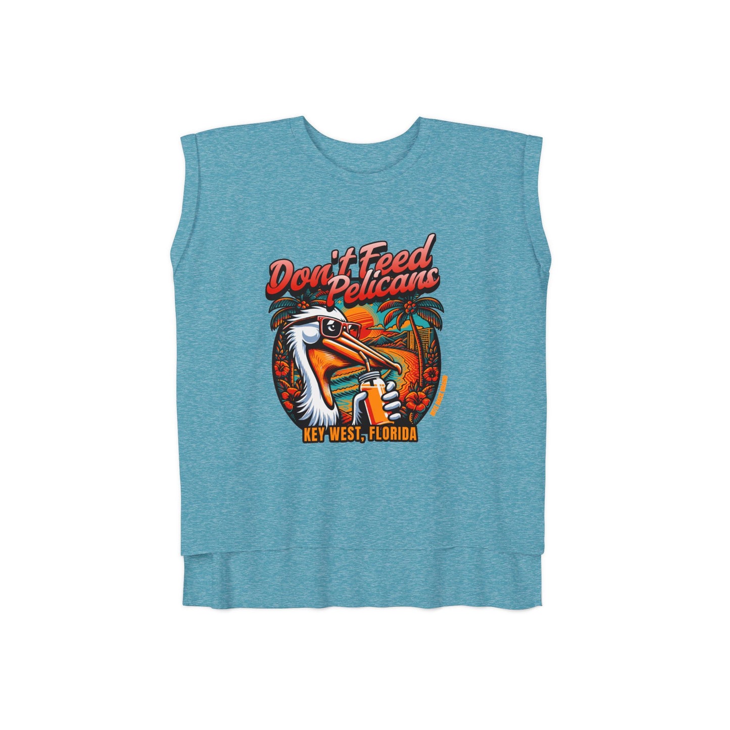 Don't Feed Pelicans Rolled Cuffs Muscle Tee