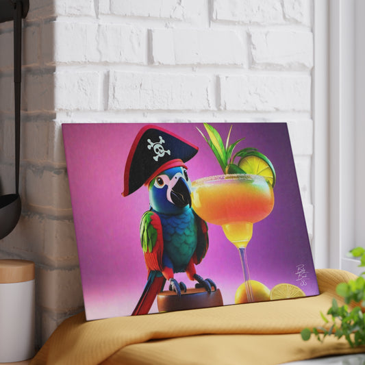 Pirate Parrot Glass Cutting Board