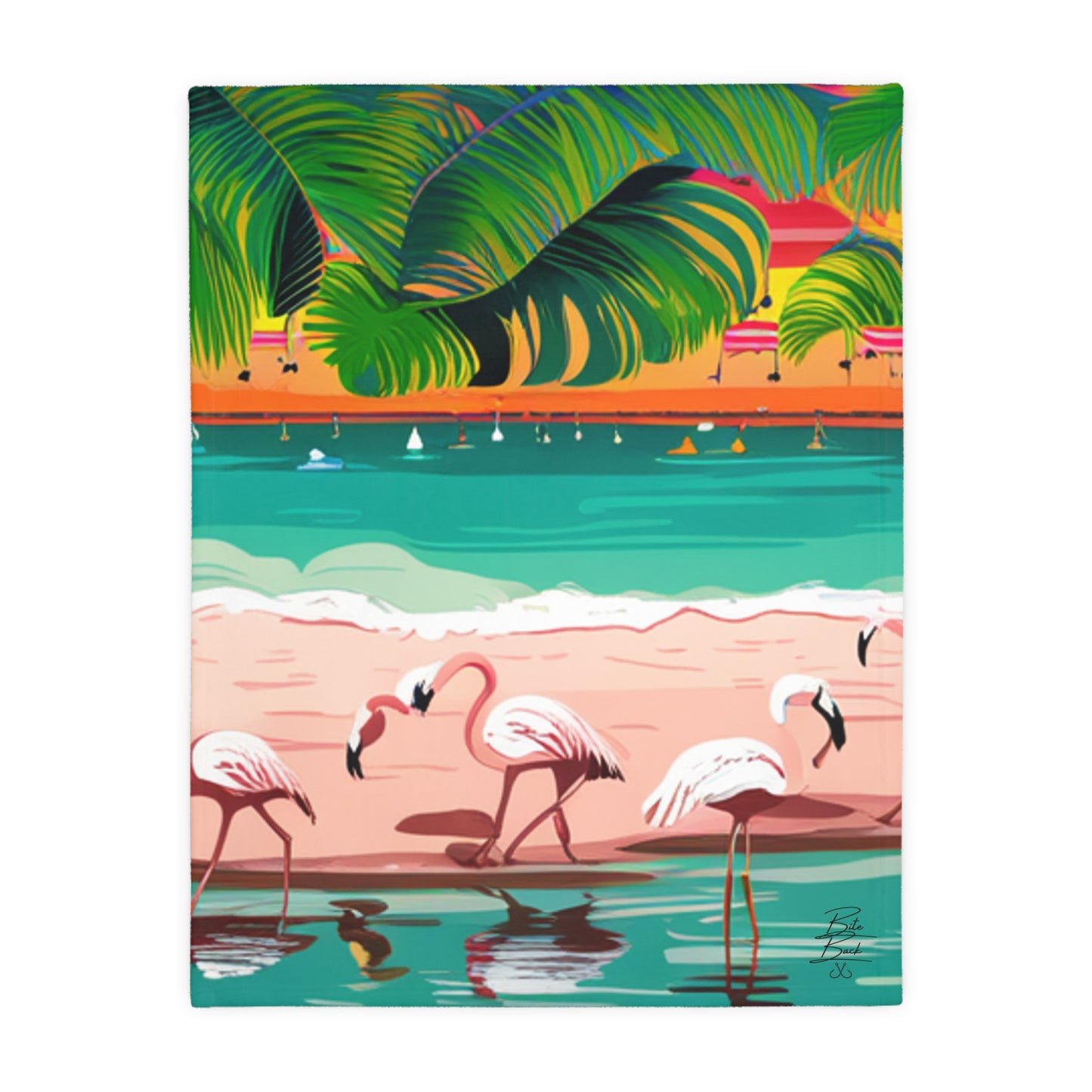 Flamingos Velveteen Minky Blanket (Two-sided print)