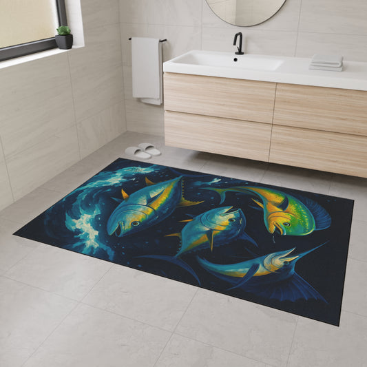 Fishing Themed Heavy Duty Floor Mat - Non-Slip, Home Decor, Gift for Fishermen, Outdoor Entrance Mat, Unique Artwork