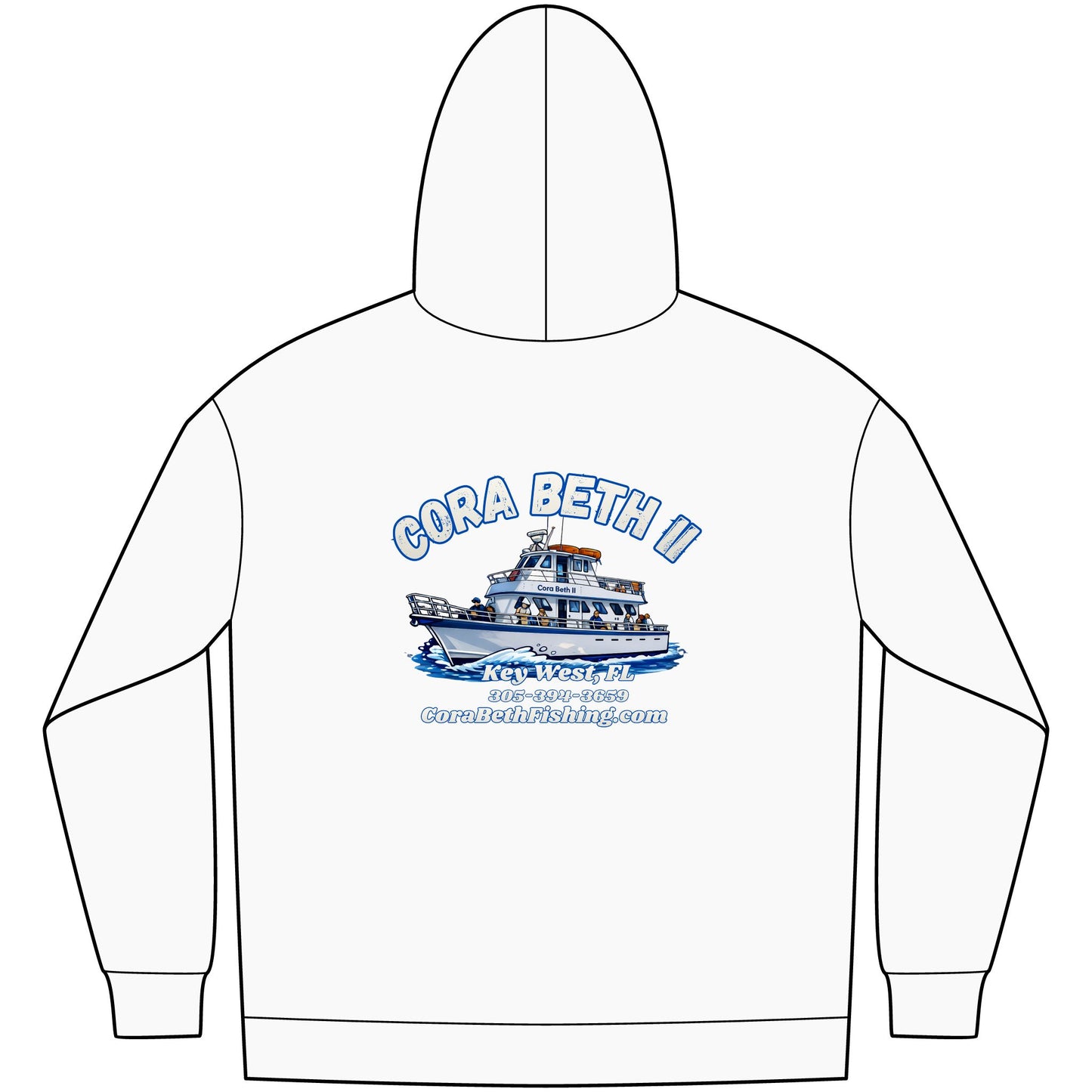 Boat Hoodie — “Cora Beth II” Key West Fishing & Charter Crew Sweatshirt