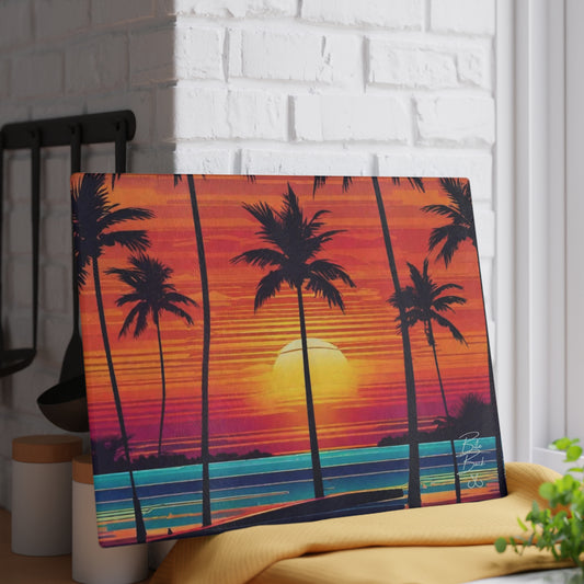 Tropical Sunset Glass Cutting Board