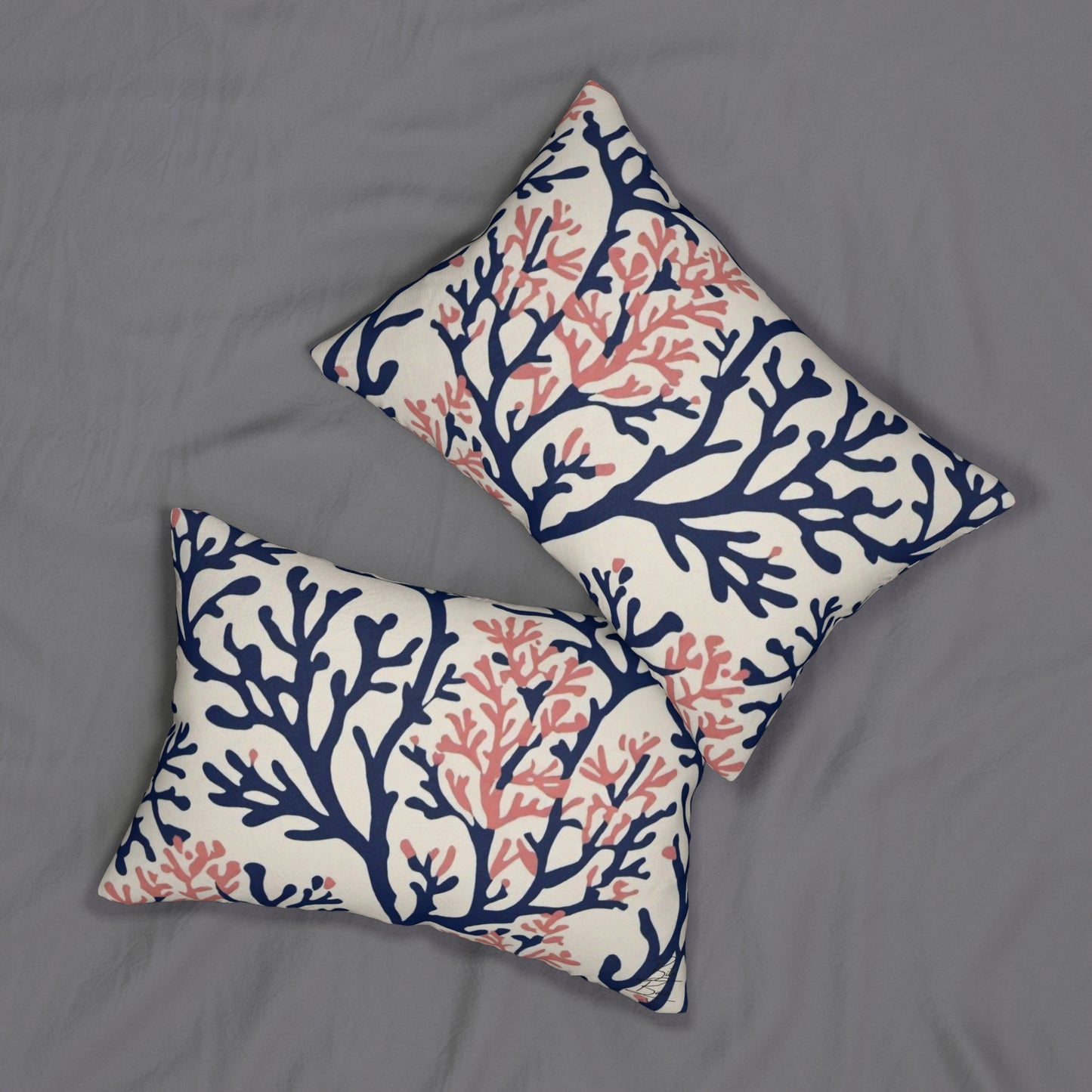 Navy & Pink Spun Polyester Lumbar Pillow