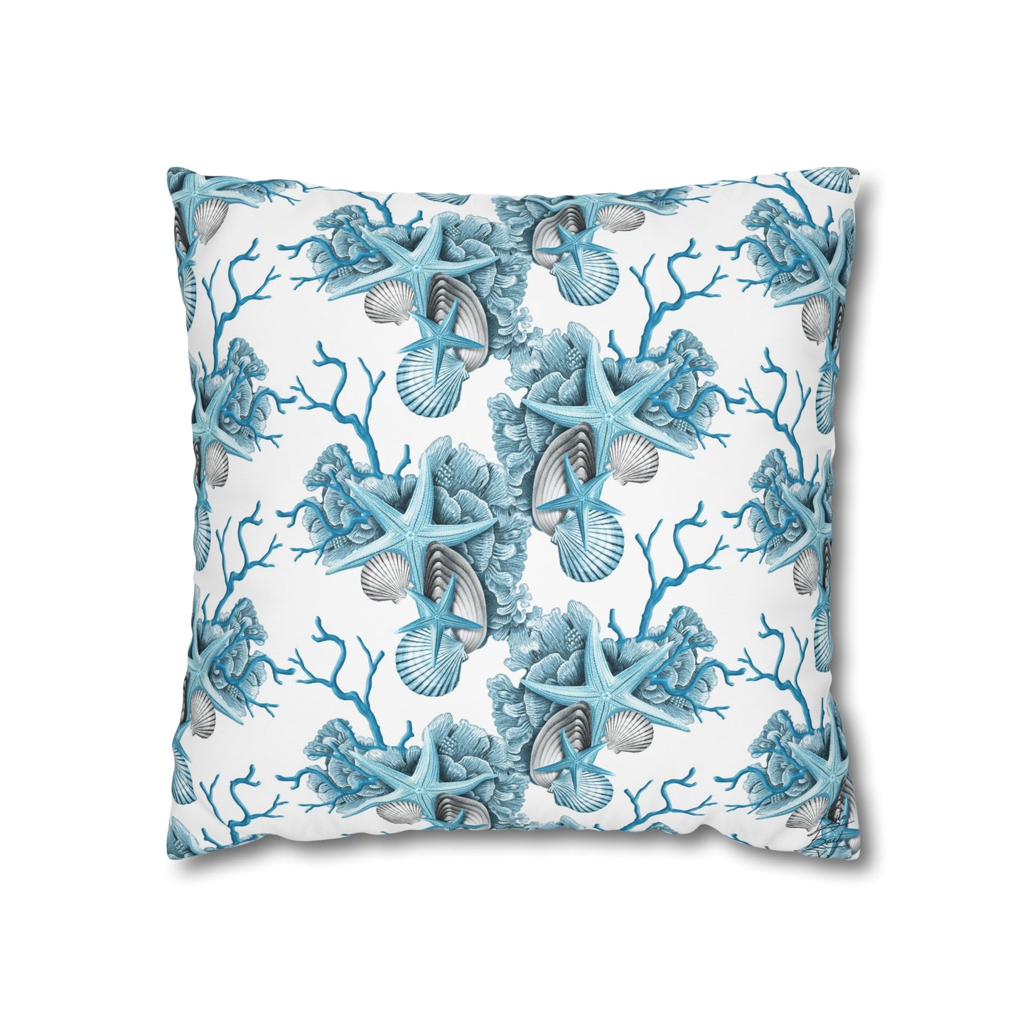 Blue Coral Canvas Pillowcase