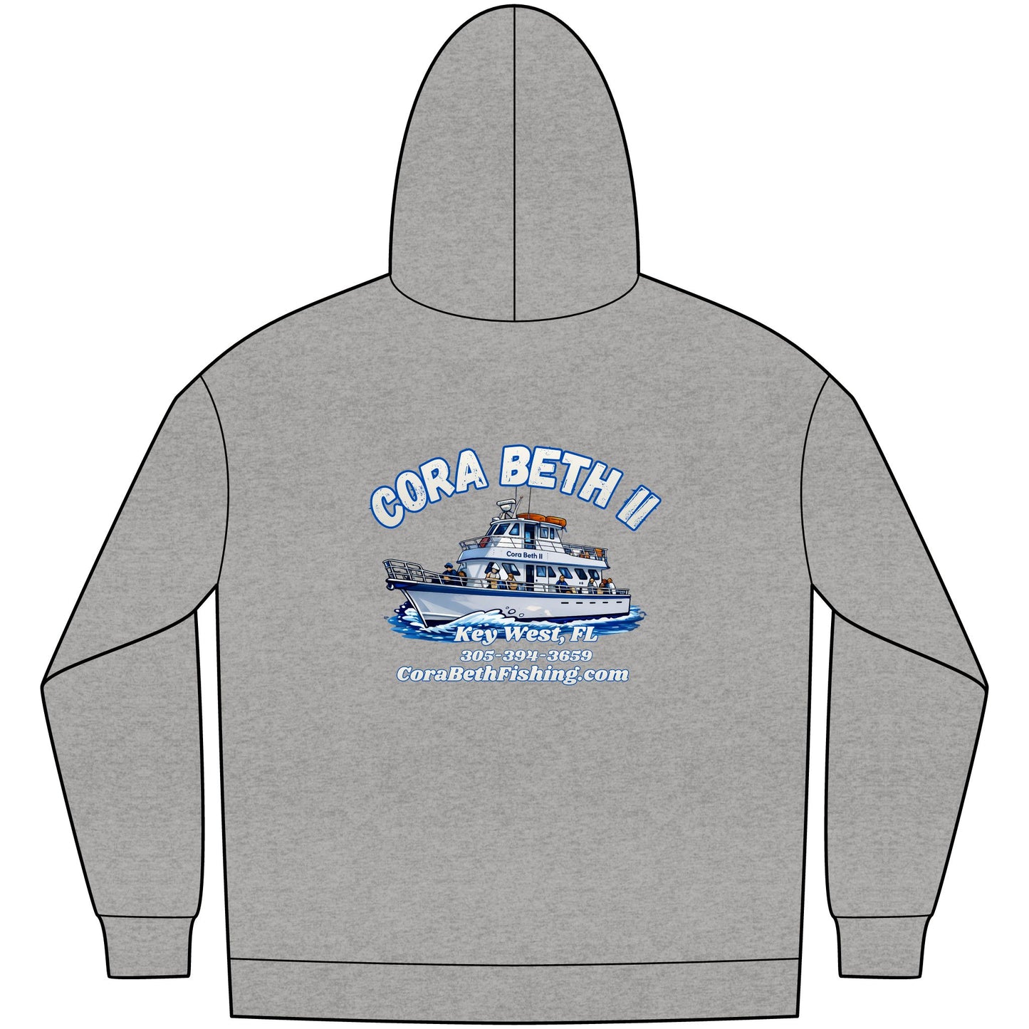 Boat Hoodie — “Cora Beth II” Key West Fishing & Charter Crew Sweatshirt