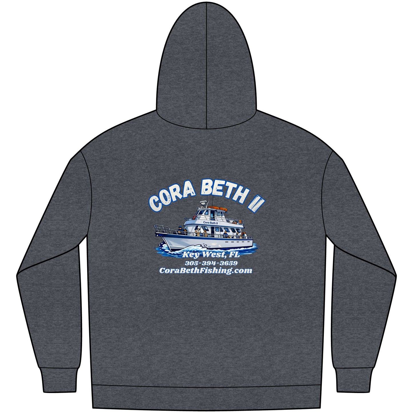 Boat Hoodie — “Cora Beth II” Key West Fishing & Charter Crew Sweatshirt