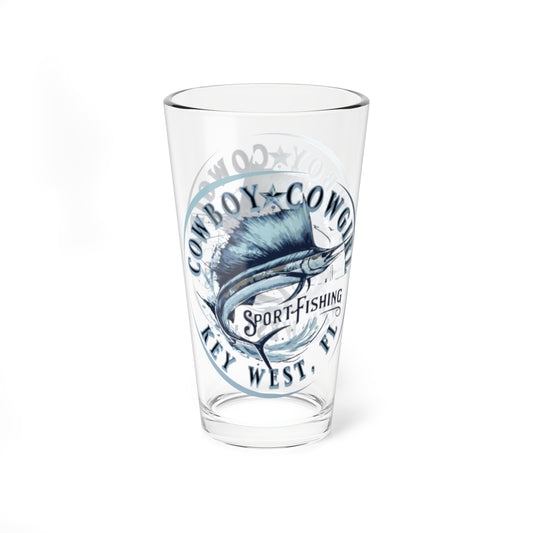 16oz Mixing Glass — Cowboy Comin’ Sport Fishing Logo Pint