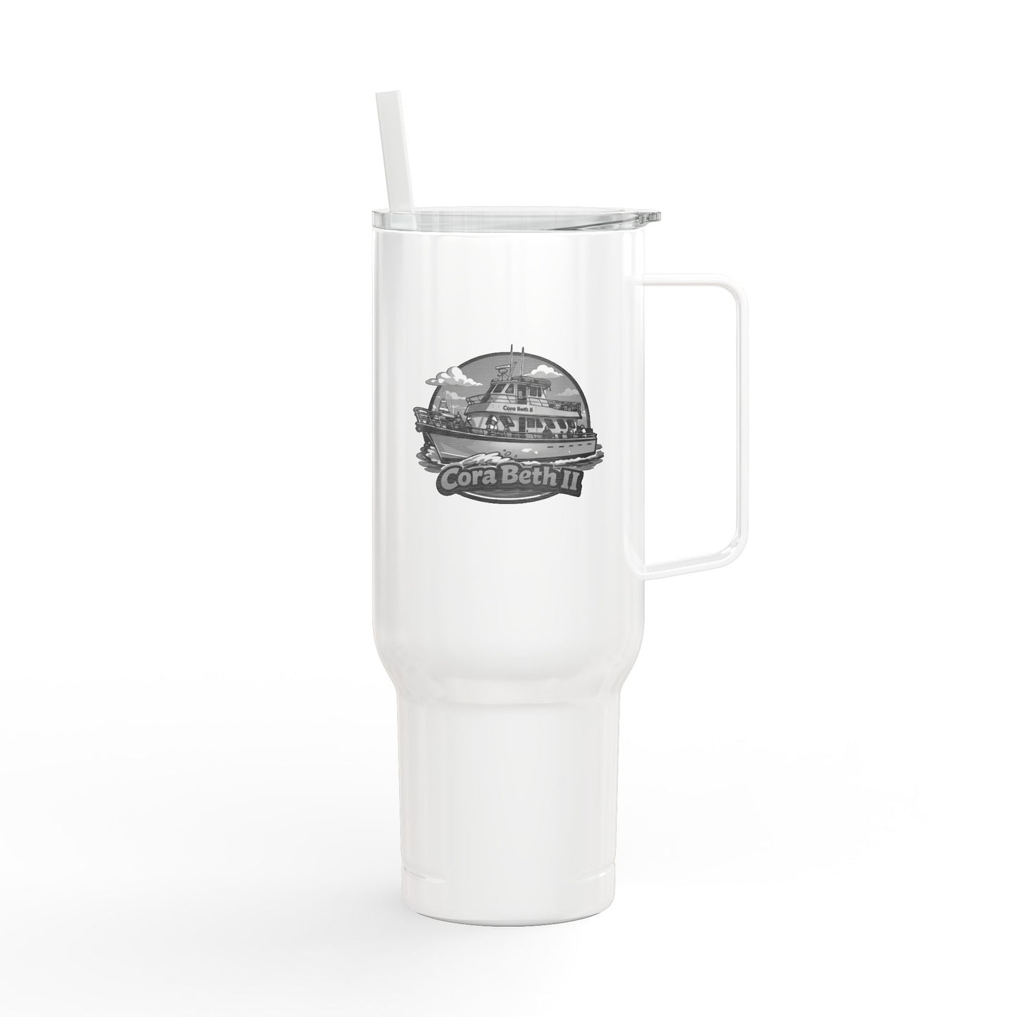 40oz Insulated Tumbler with Lid & Handle — Personalized Engraved Scenic Design (Cora Beth)