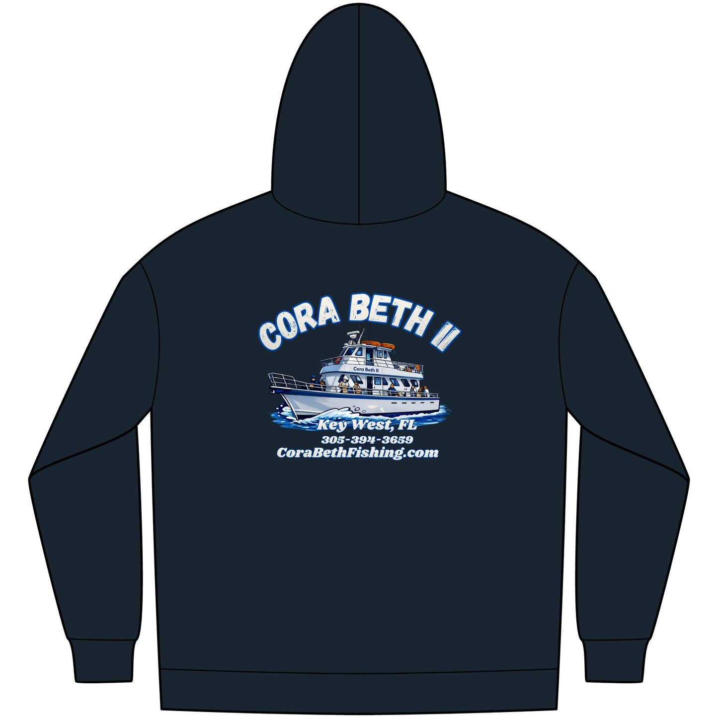Boat Hoodie — “Cora Beth II” Key West Fishing & Charter Crew Sweatshirt