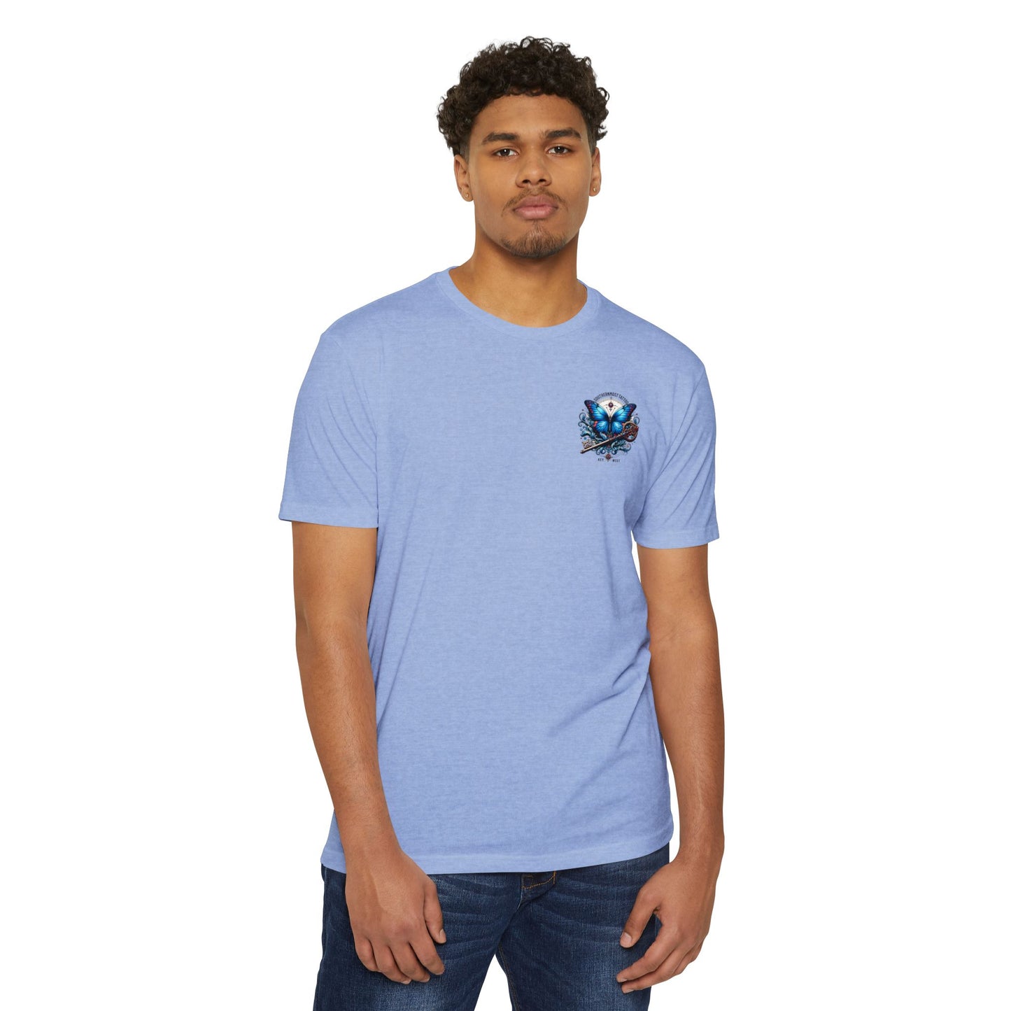 Key West Blue Butterfly T-shirt — Southernmost Tattoo Shop Souvenir