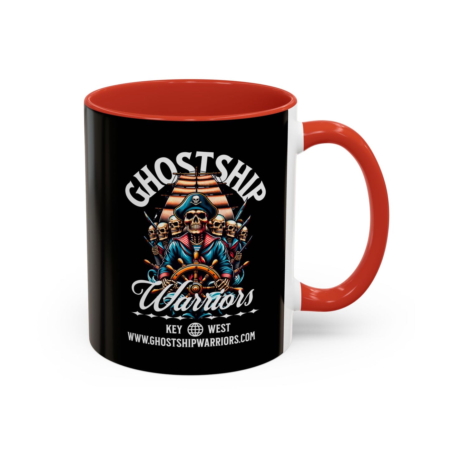 Ghost Ship Warriors Coffee Mug — Pirate Skull Accent Mug (11/15 oz)