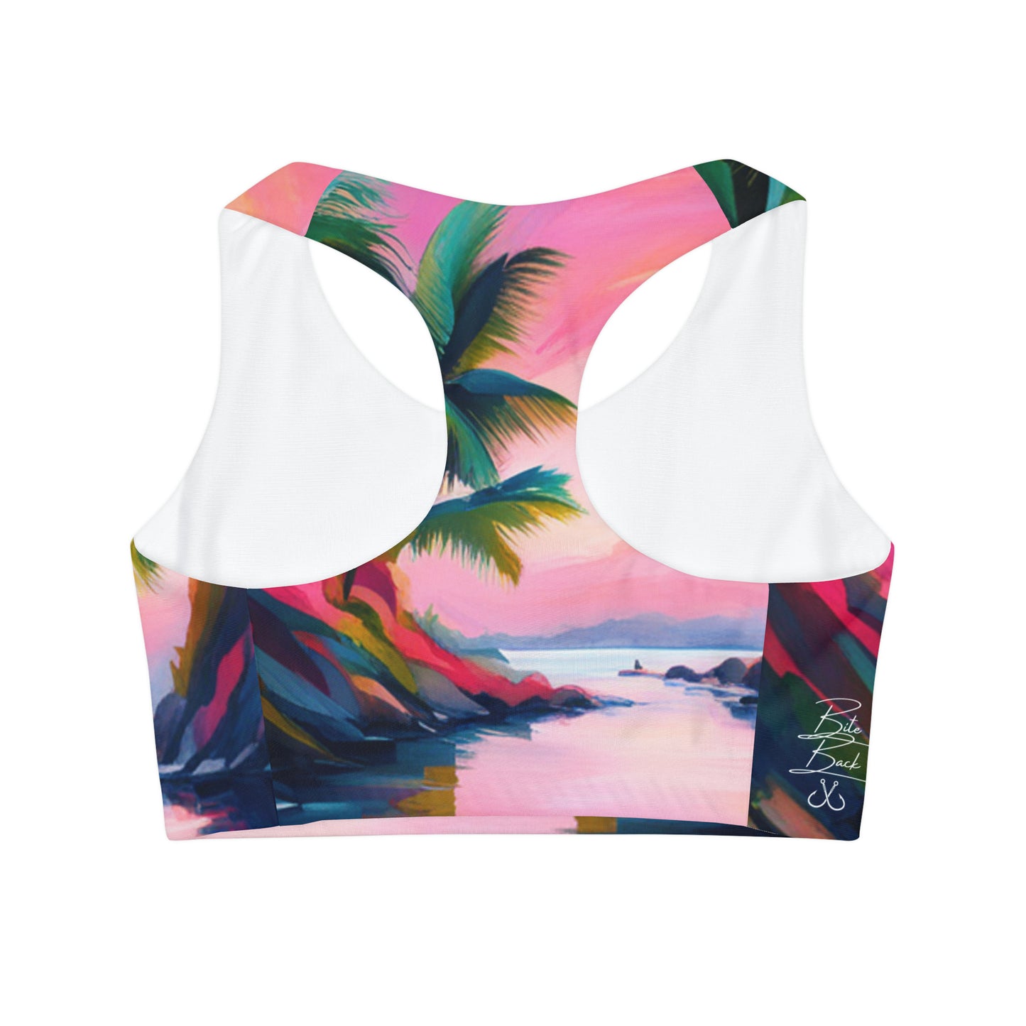 Palm Tree Pink Girls' Swimsuit/Sports Bra