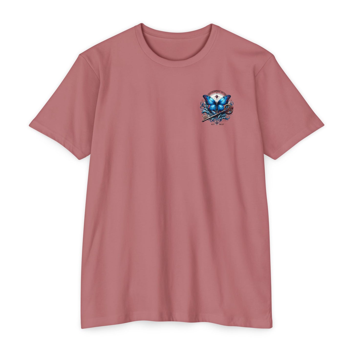 Key West Blue Butterfly T-shirt — Southernmost Tattoo Shop Souvenir